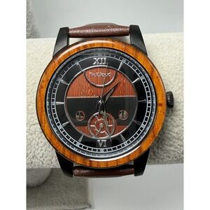 TruWood Voyager Napoleon  Mens Watch New Battery‎ 41MM 8" Leather Band